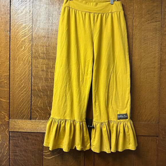 Matilda Jane Mustard Yellow Staycation Big Ruffles Pants - Picture 1 of 3